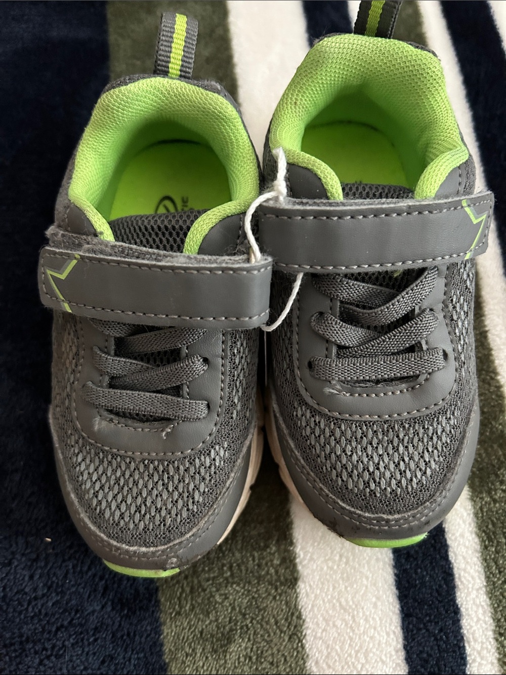 Athletic Works Gray and Lime Green Kids Sneakers